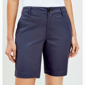 LOFT Monroe Navy Blue Mid Rise Chino Bermuda Shorts